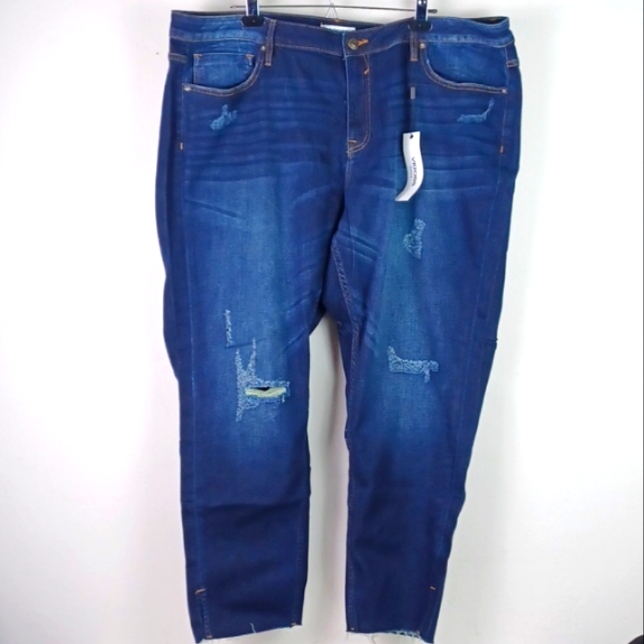 Vigoss Destressed Stretch Raw Hem Gorgeous Skinny Jeans Sz 24w